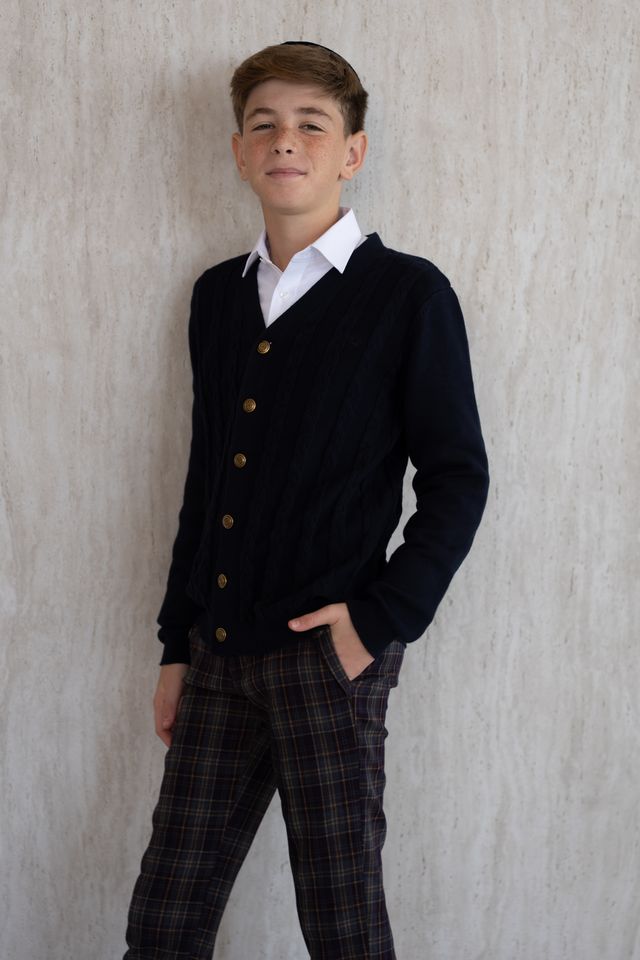 Cable-Knit Cardigan - Blue