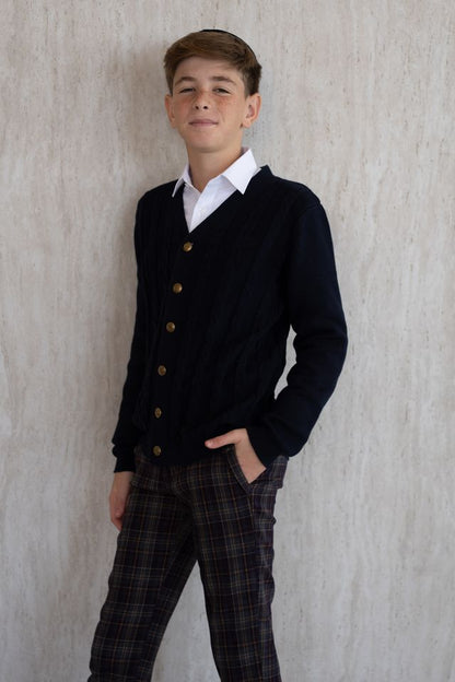 Cable-Knit Cardigan - Blue