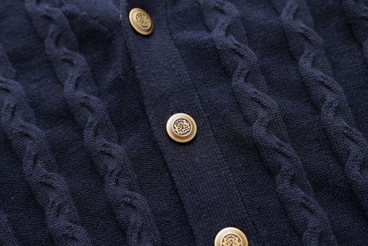 Cable-Knit Cardigan - Blue