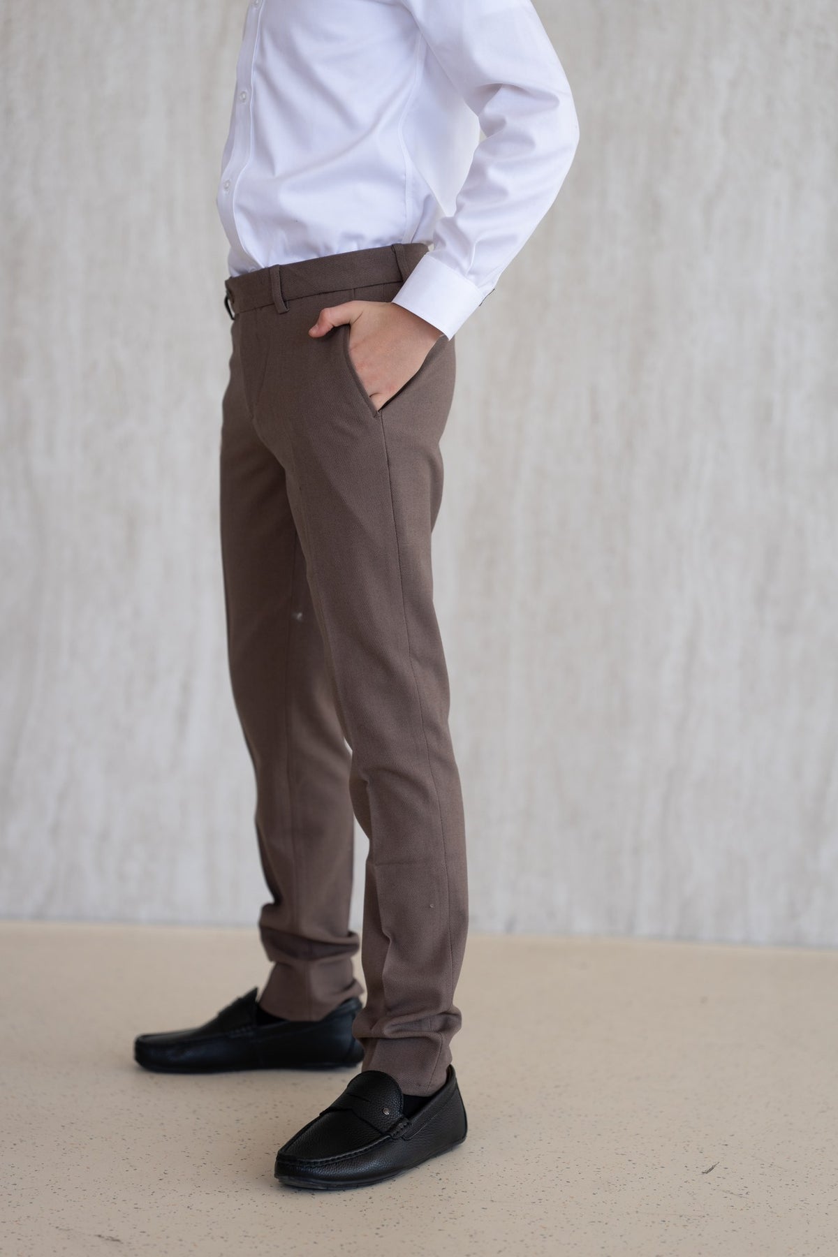 Diagonal Piping Trousers - Brown