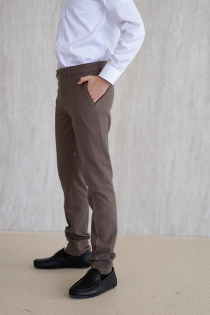 Diagonal Piping Trousers - Brown
