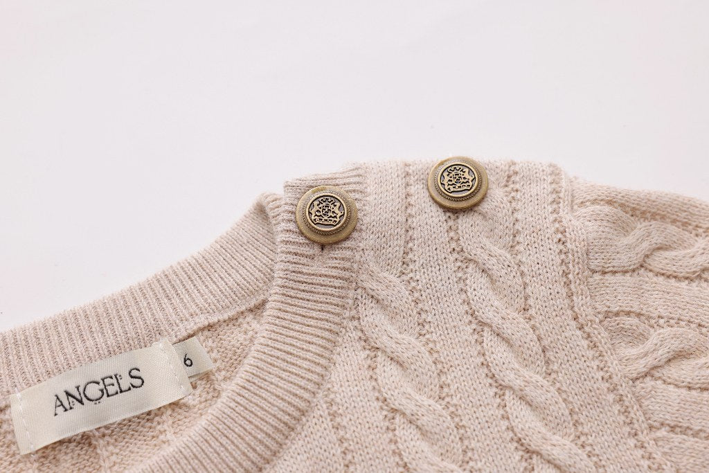 Cable-Knit Button Sweater - Stone