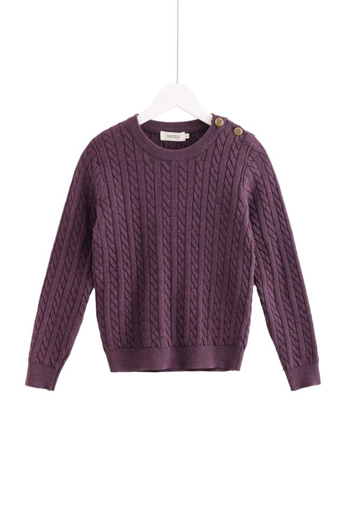 Cable-Knit Button Sweater - Burgundy