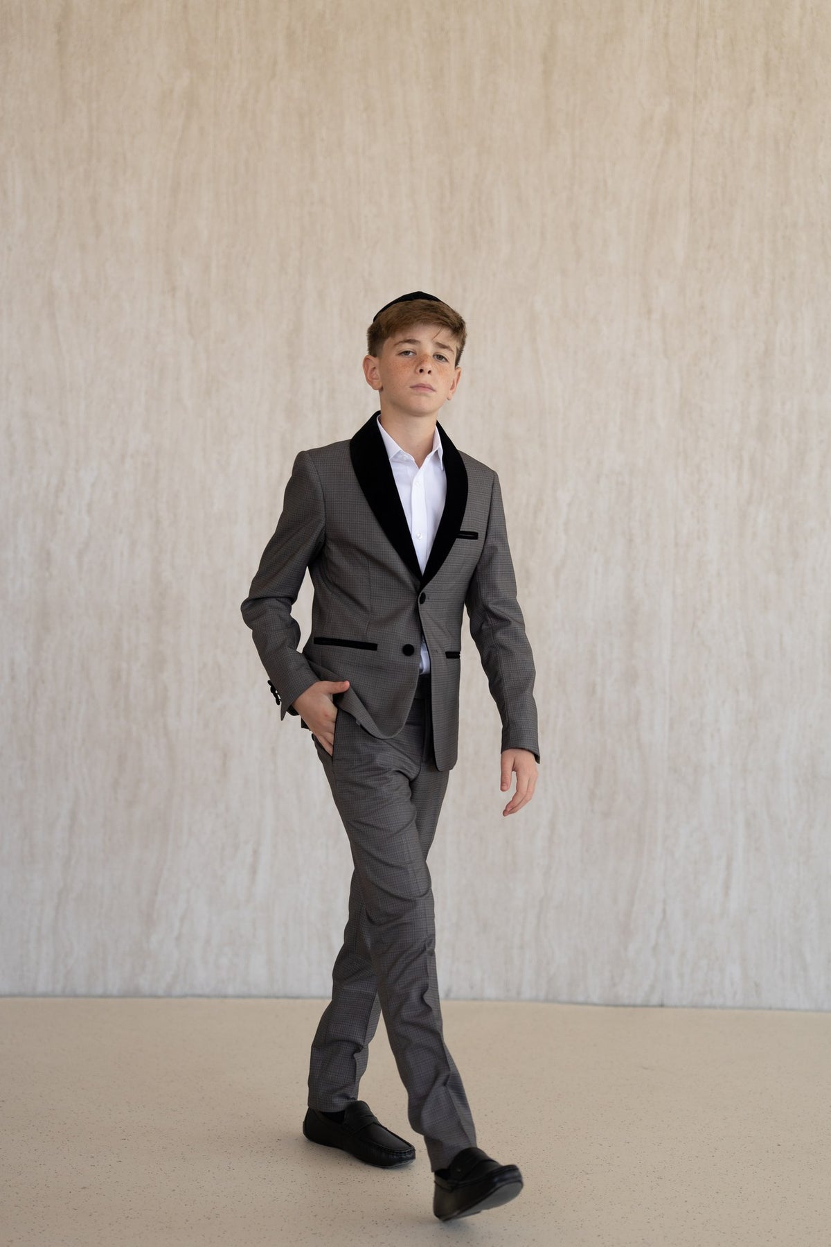 Velvet Lapel Jacket - Grey
