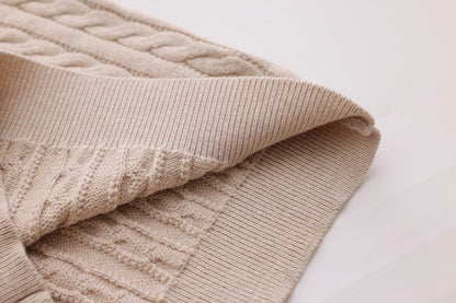Cable-Knit Button Sweater - Stone