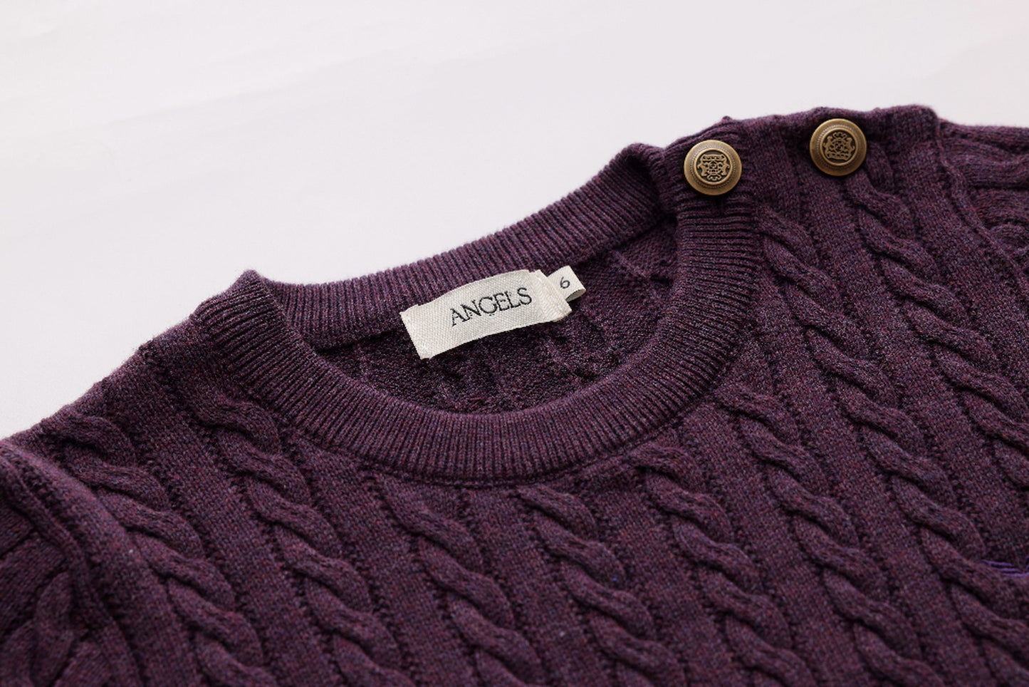 Cable-Knit Button Sweater - Burgundy