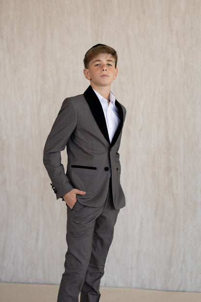 Velvet Lapel Jacket - Grey