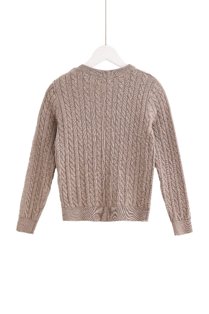 Cable-Knit Button Sweater - Mocha
