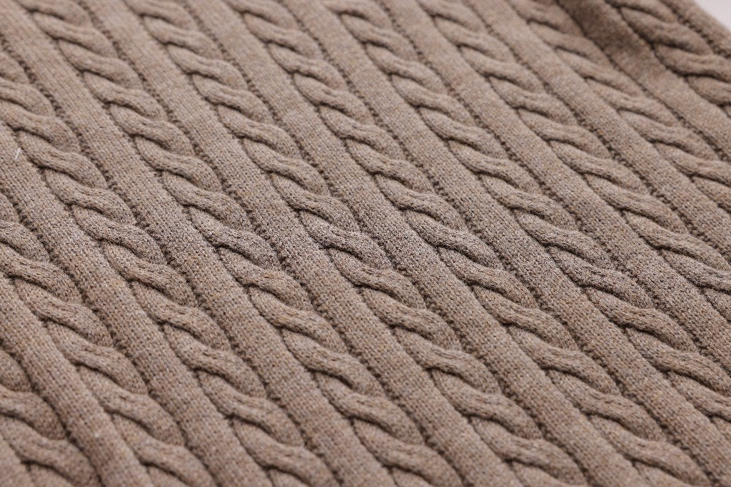 Cable-Knit Button Sweater - Mocha
