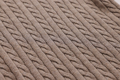 Cable-Knit Button Sweater - Mocha