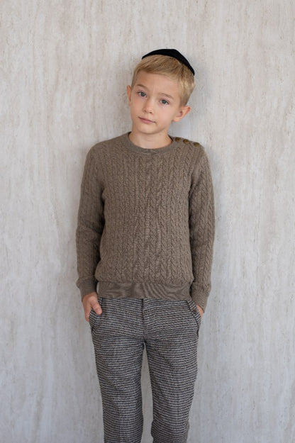Cable-Knit Button Sweater - Mocha