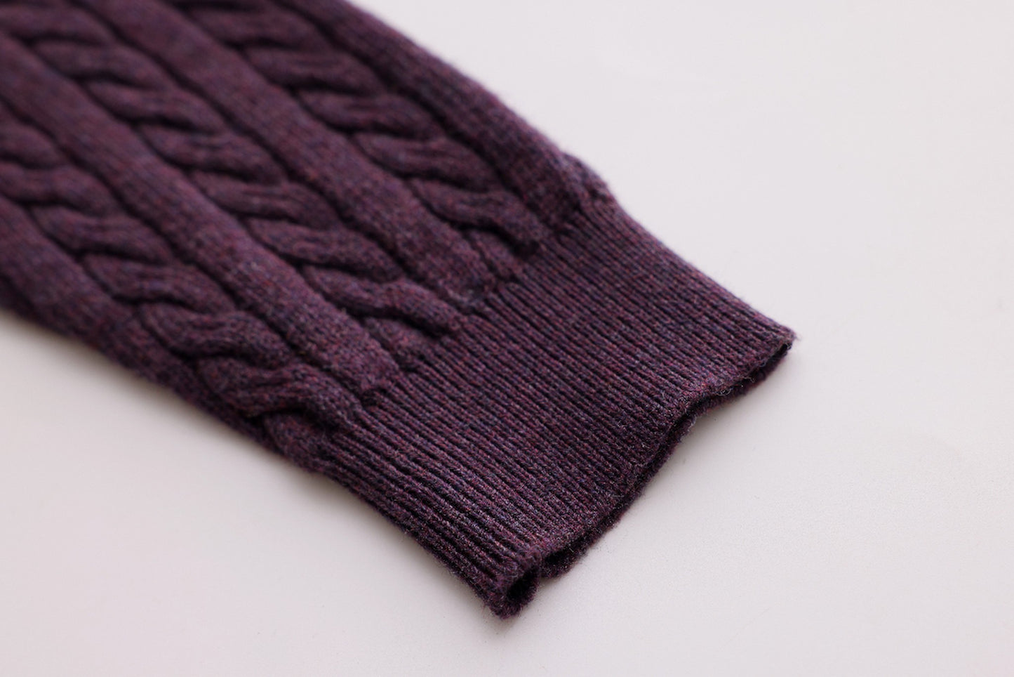 Cable-Knit Button Sweater - Burgundy