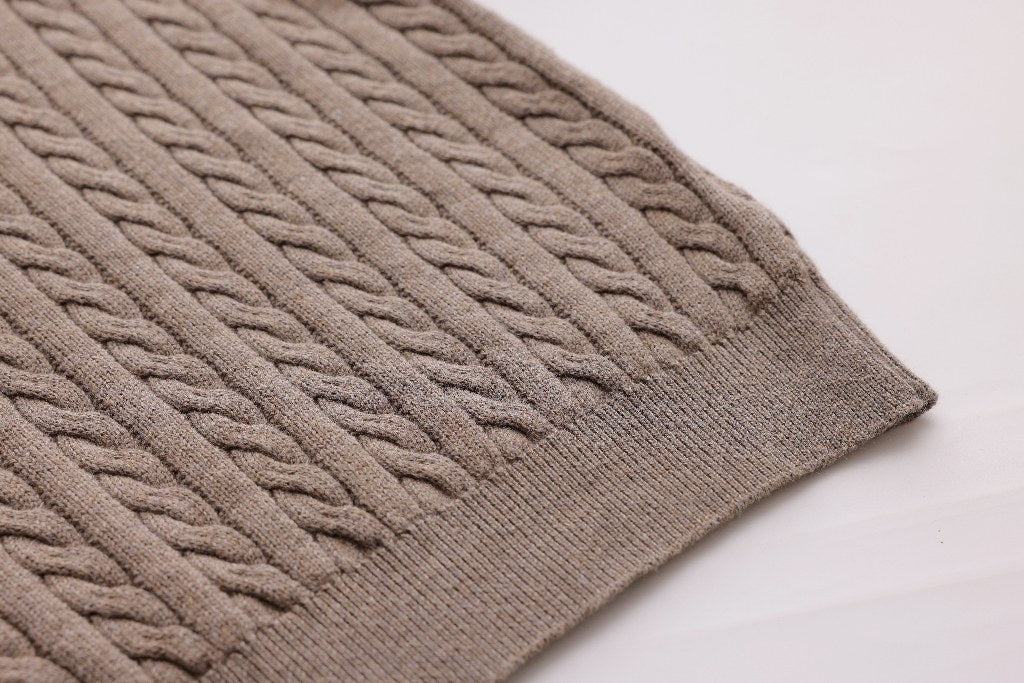 Cable-Knit Button Sweater - Mocha