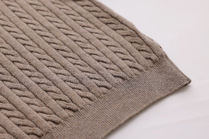 Cable-Knit Button Sweater - Mocha