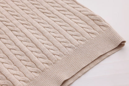 Cable-Knit Button Sweater - Stone
