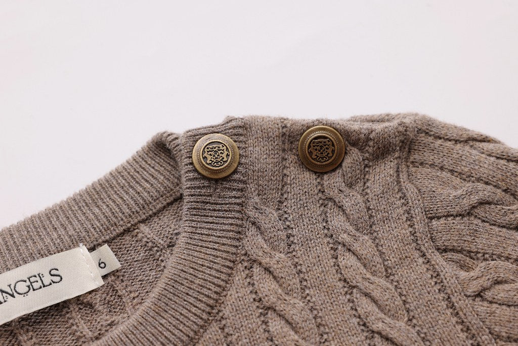 Cable-Knit Button Sweater - Mocha