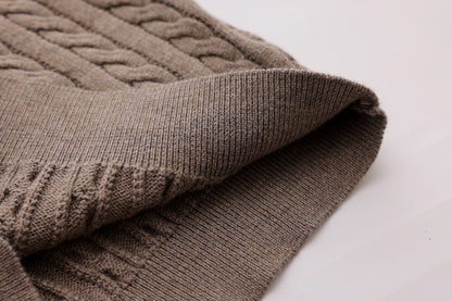 Cable-Knit Button Sweater - Mocha